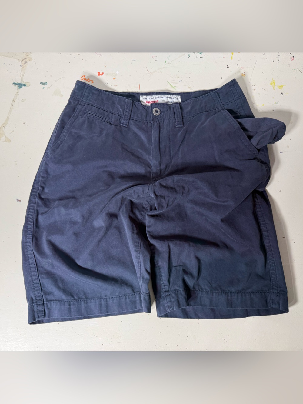 Men's Navy Cotton Casual Shorts - American Eagle Outfitters Vintage